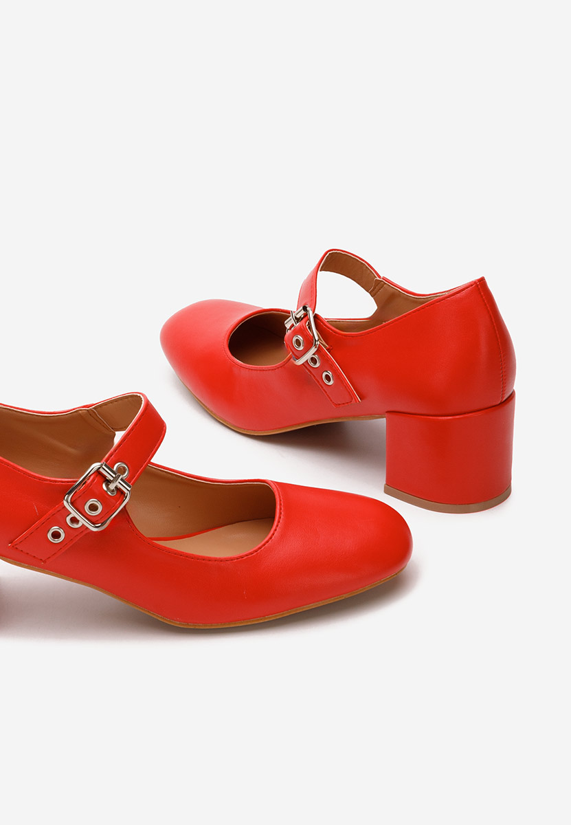 Červené lodičky na hrubém podpatku Milady