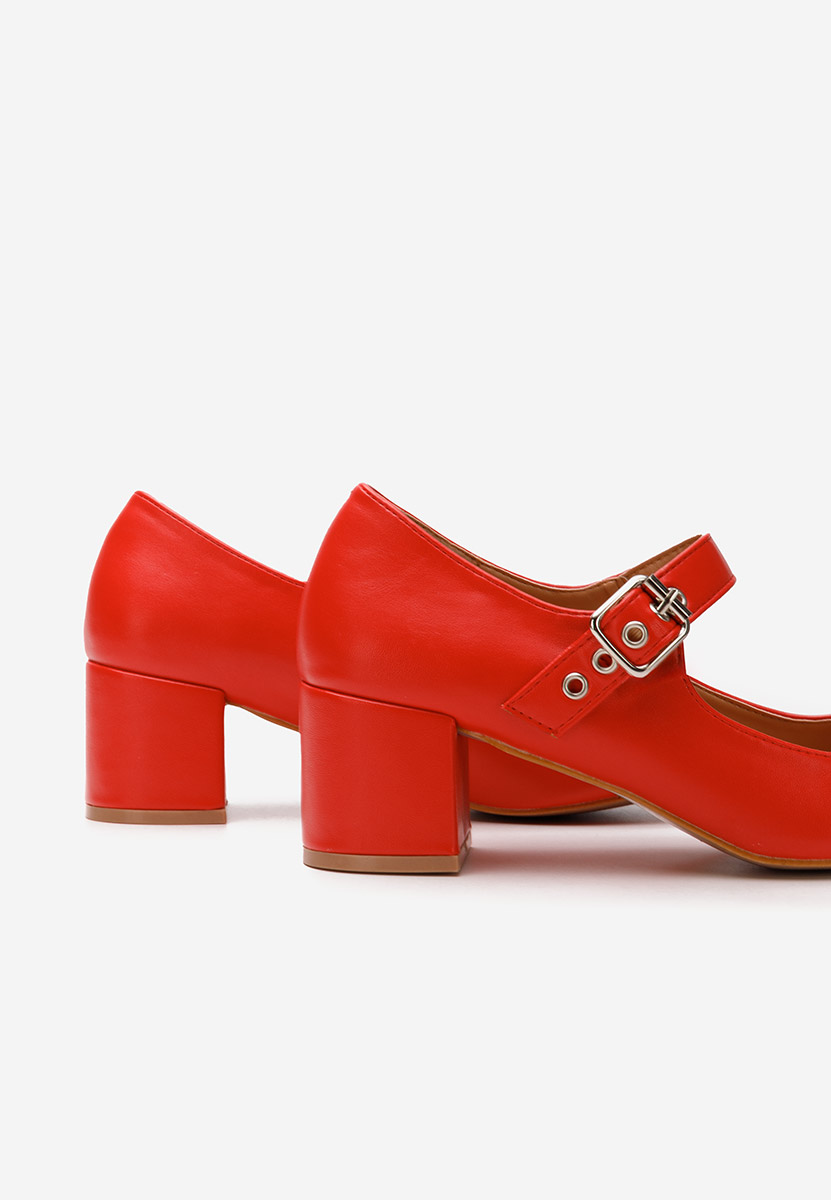 Červené lodičky na hrubém podpatku Milady