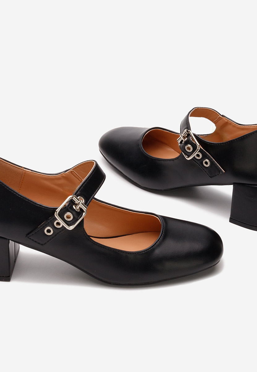 Černé lodičky na hrubém podpatku Milady