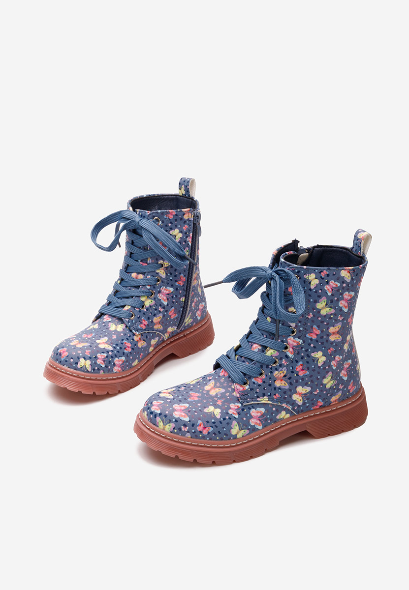 Modré dívčí kotníkové boty Butterflies