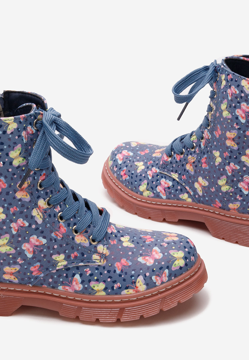 Modré dívčí kotníkové boty Butterflies