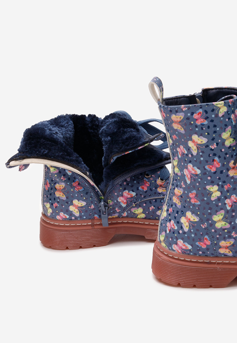 Modré dívčí kotníkové boty Butterflies