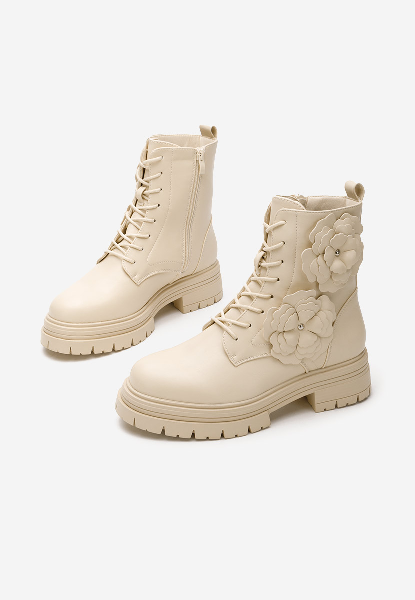 Béžové členkové čižmy na platforme Penda