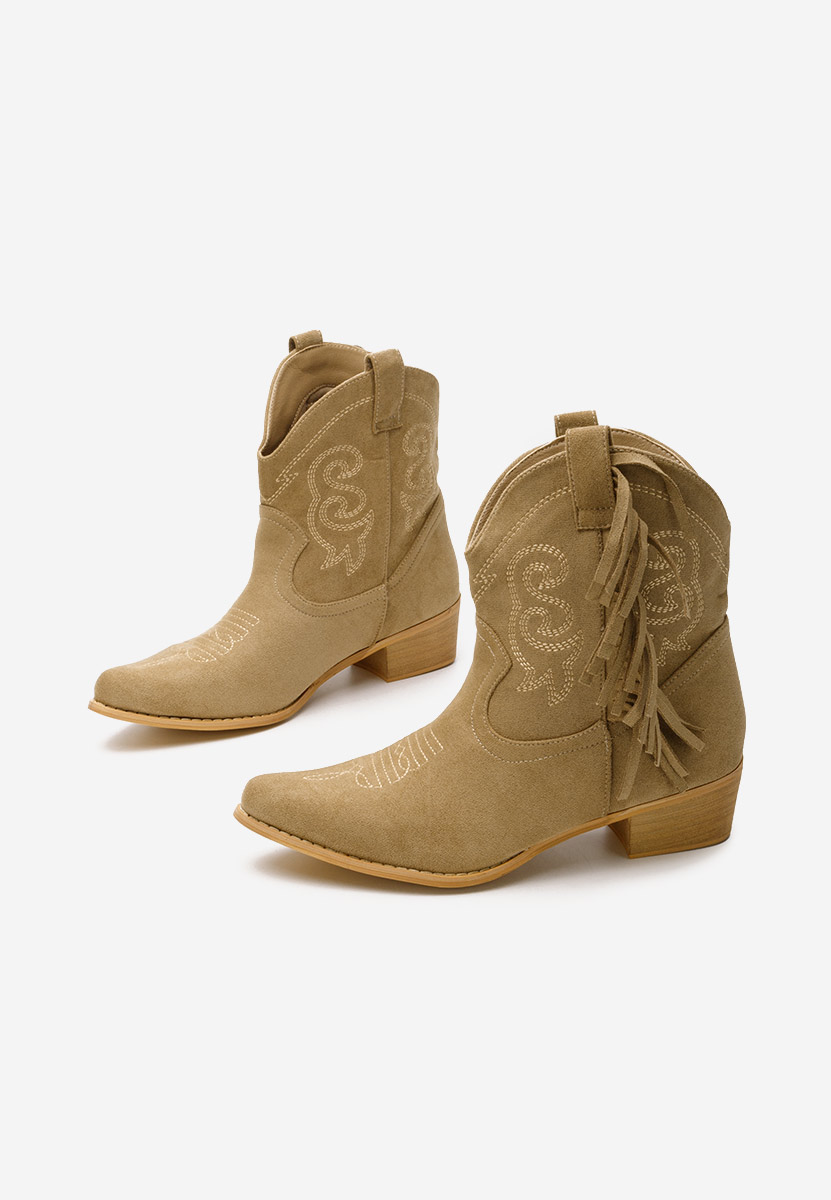Khaki kotníkové boty cowboy Matesa