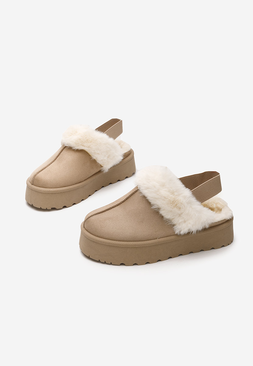 Khaki pantofle na platformě Edden