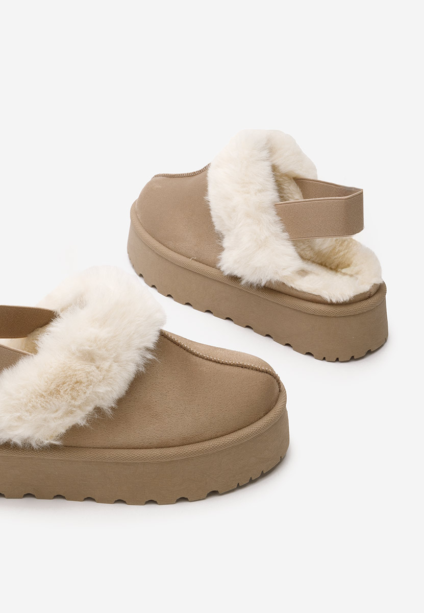 Khaki pantofle na platformě Edden