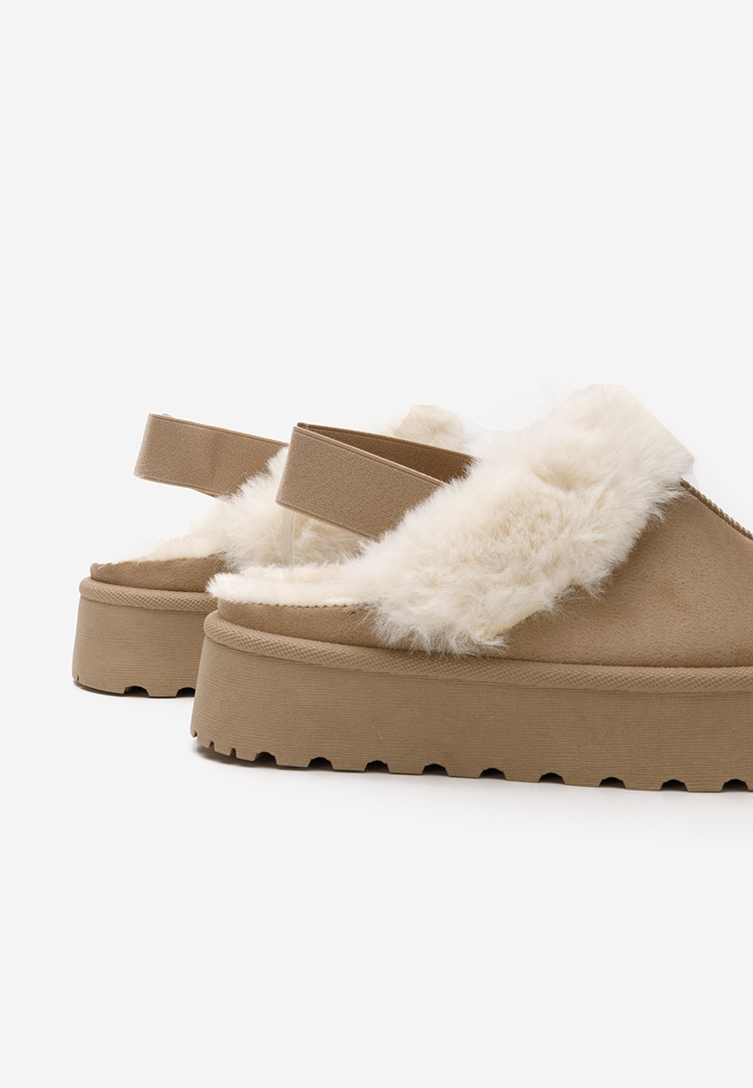 Khaki pantofle na platformě Edden