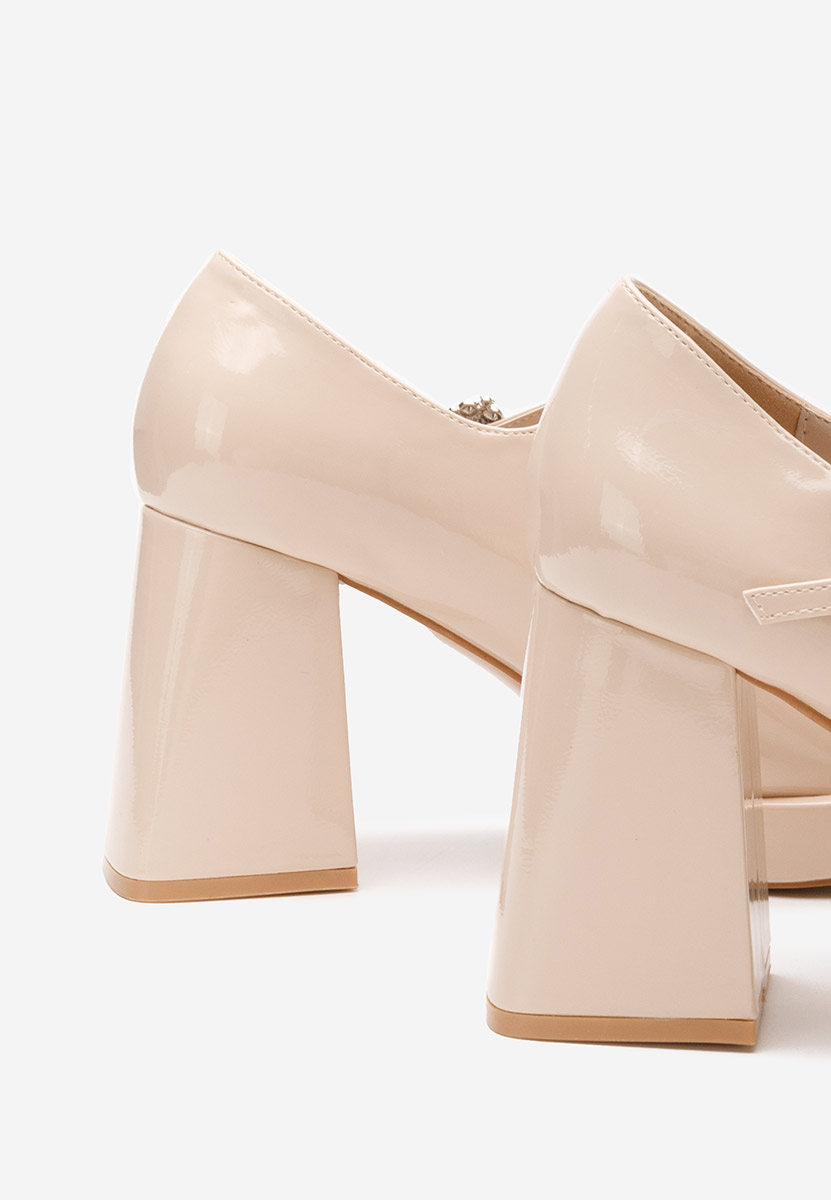 Béžové lodičky na hrubém podpatku Elany
