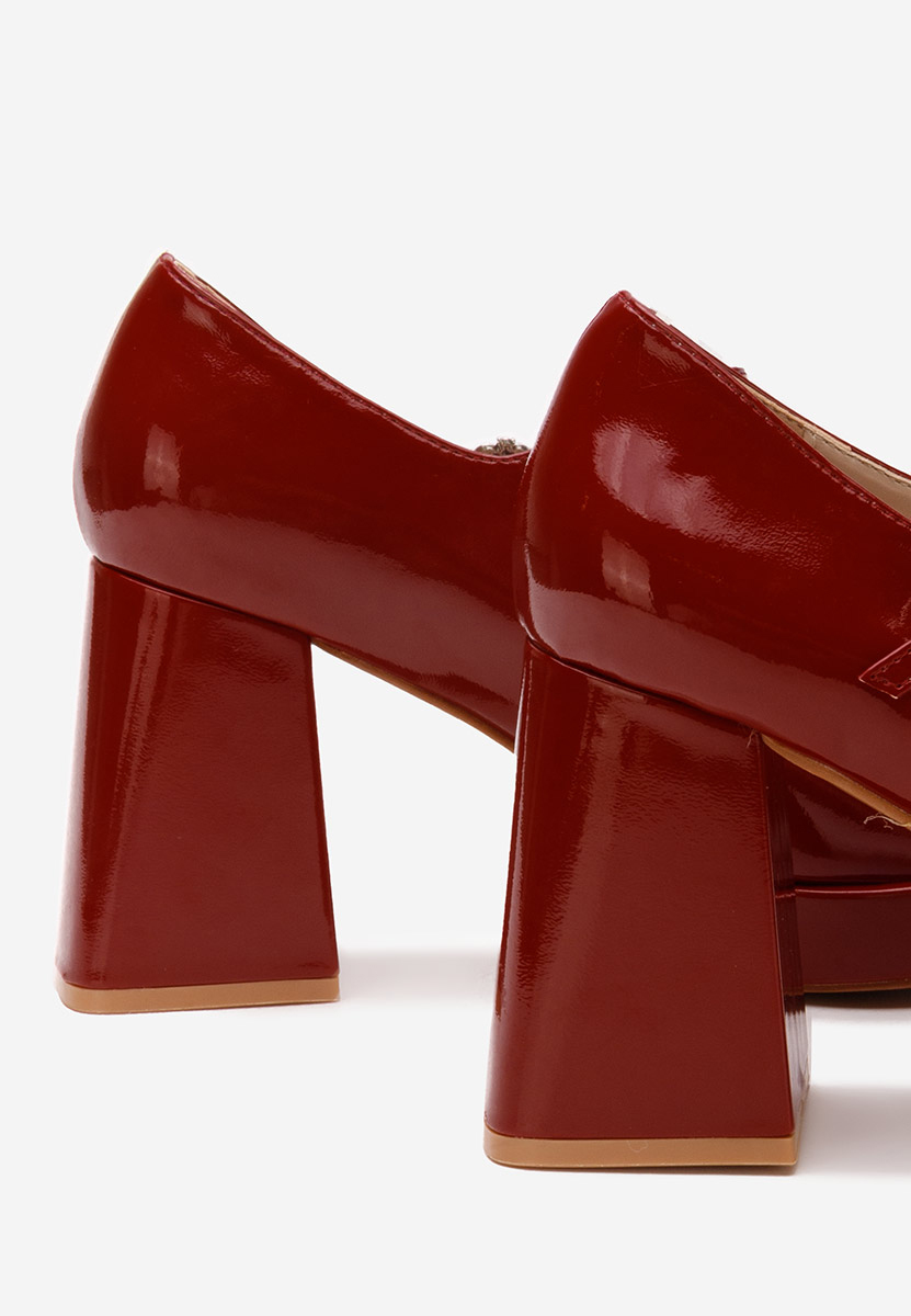 Červené lodičky na hrubém podpatku Elany