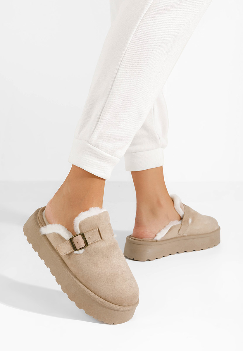 Khaki dámské domácí pantofle Aselda