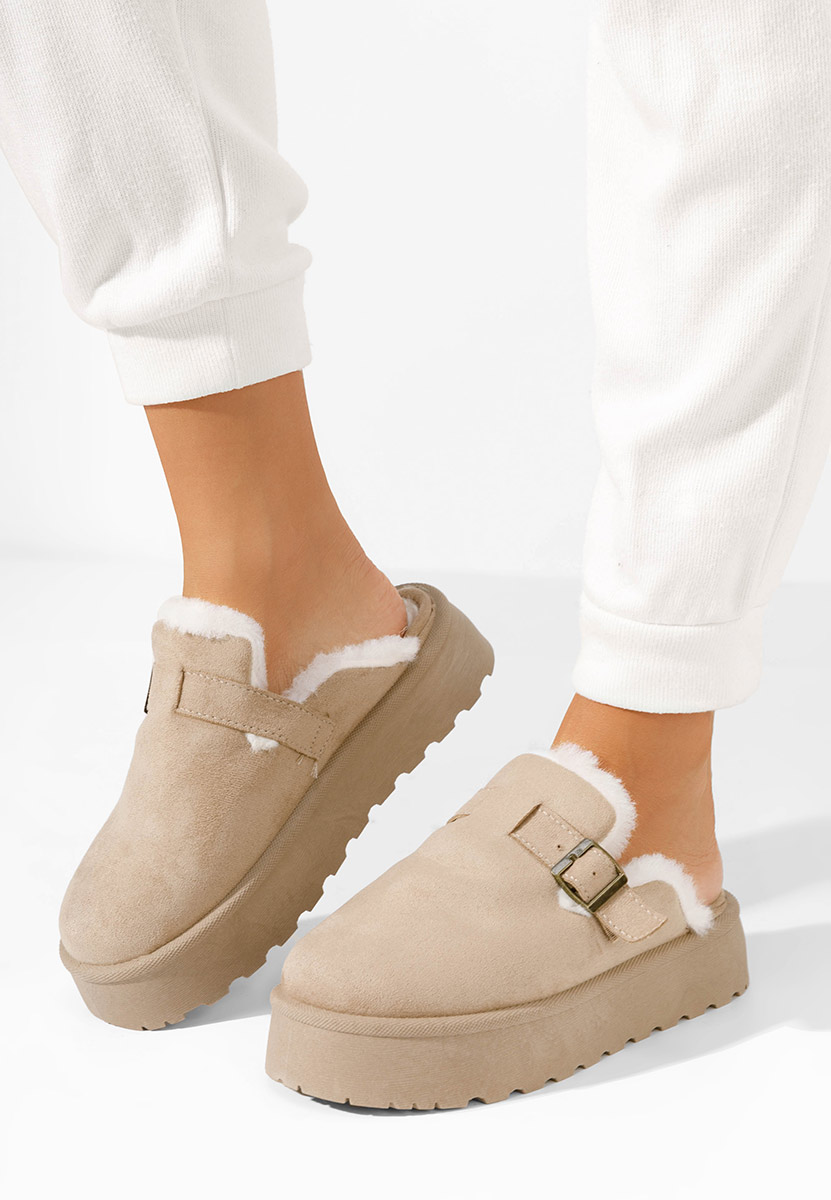 Khaki dámské domácí pantofle Aselda