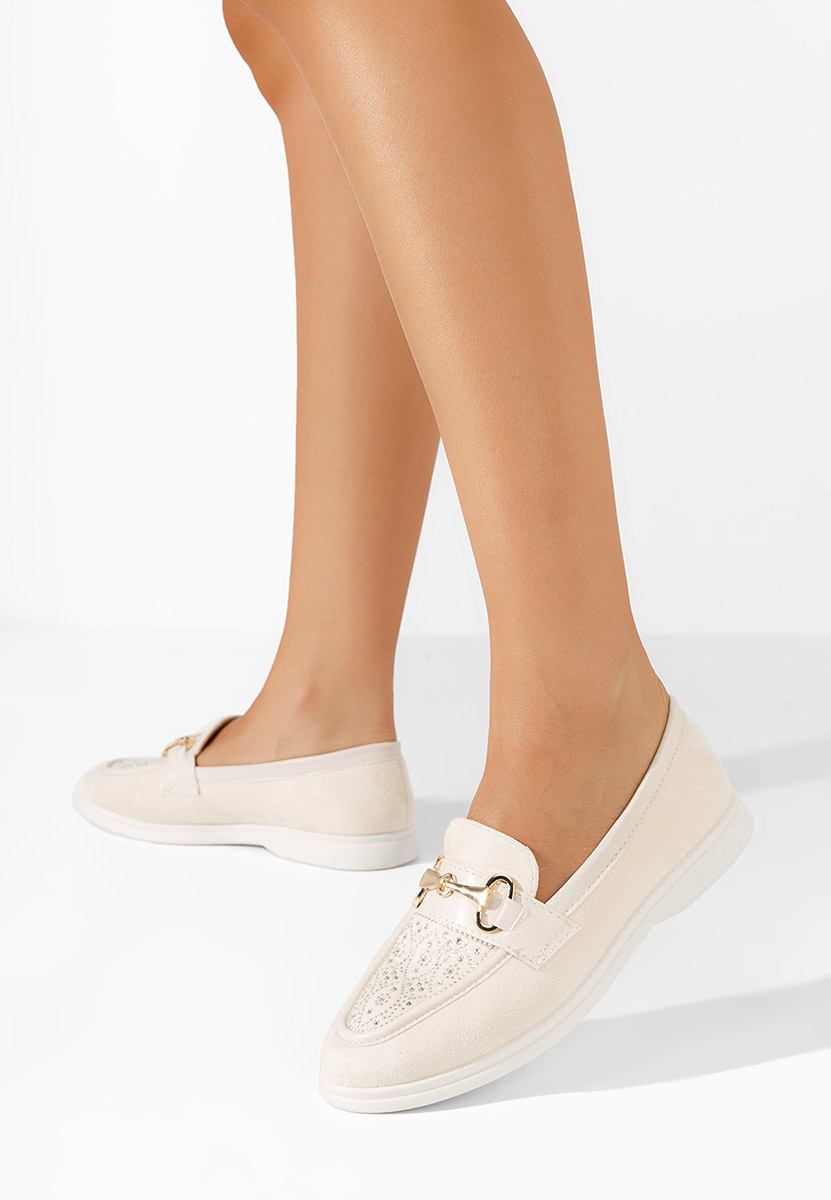Levně Béžové loafers mokasíny Adesa
