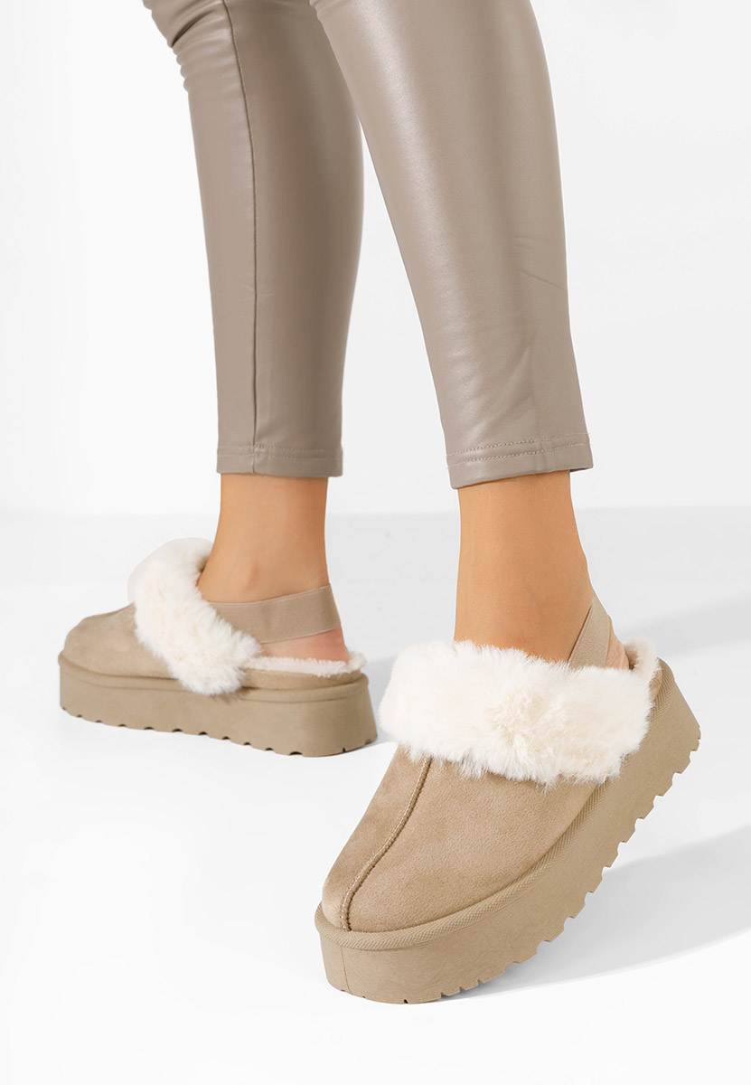 Khaki pantofle na platformě Edden