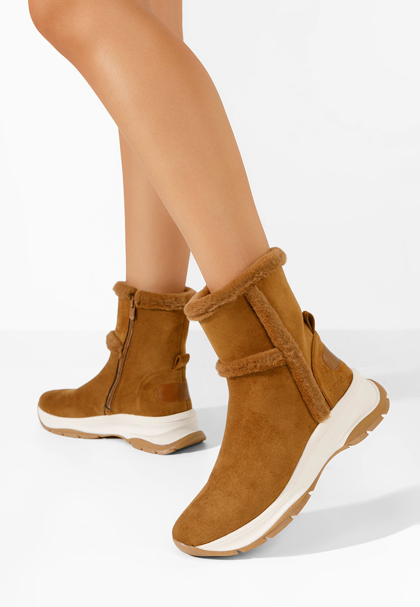 Camelové kotníkové zimní boty Overall