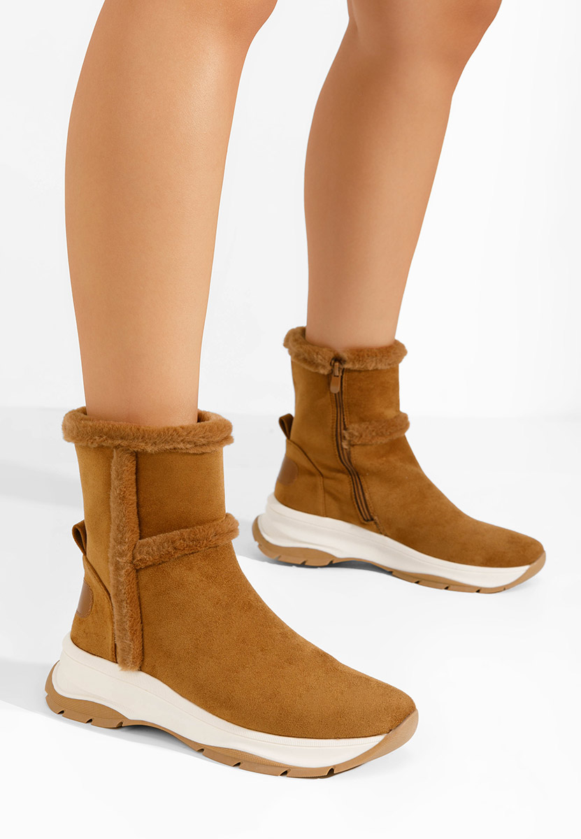 Camelové kotníkové zimní boty Overall