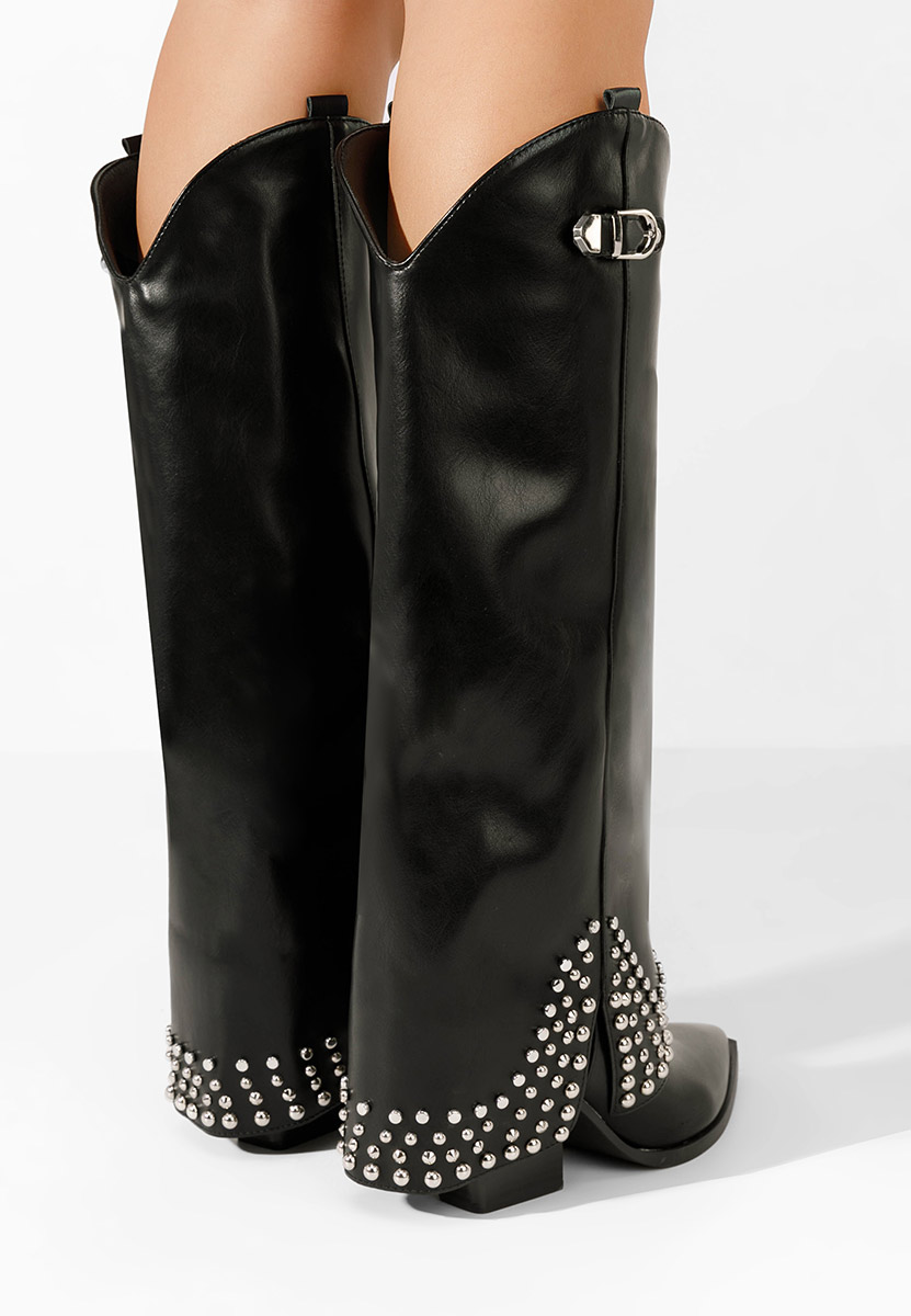 Černé kozačky na podpatku Raffaela V2