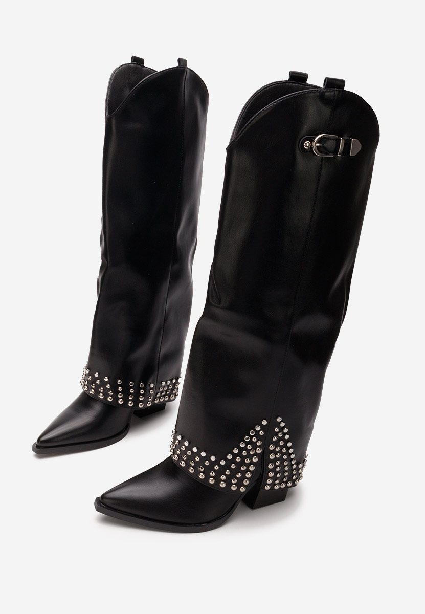 Černé kozačky na podpatku Raffaela V2