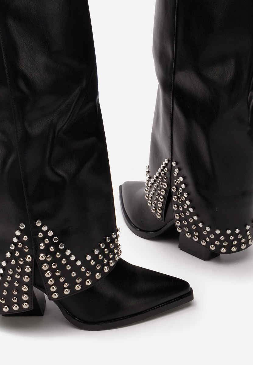 Černé kozačky na podpatku Raffaela V2