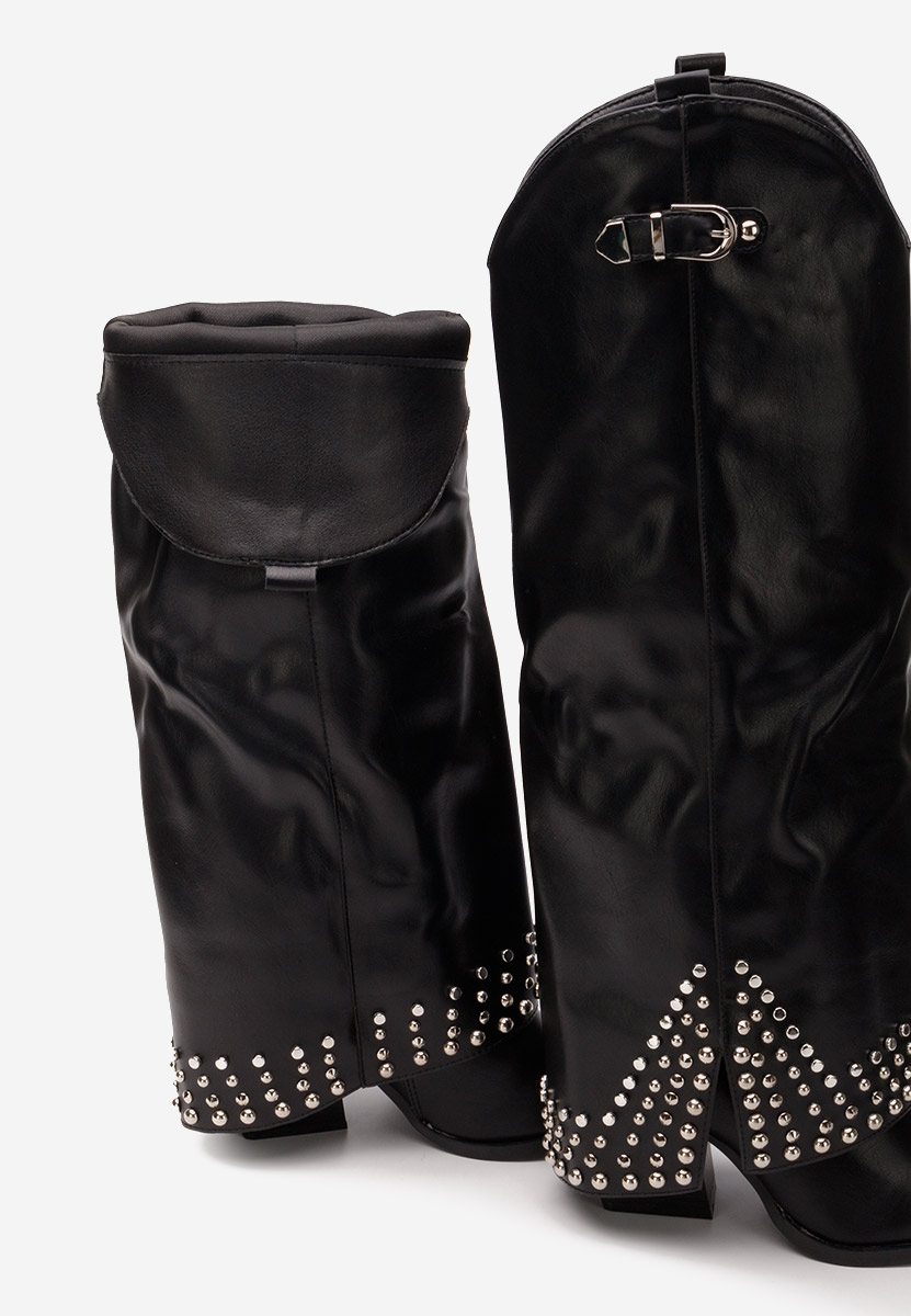 Černé kozačky na podpatku Raffaela V2