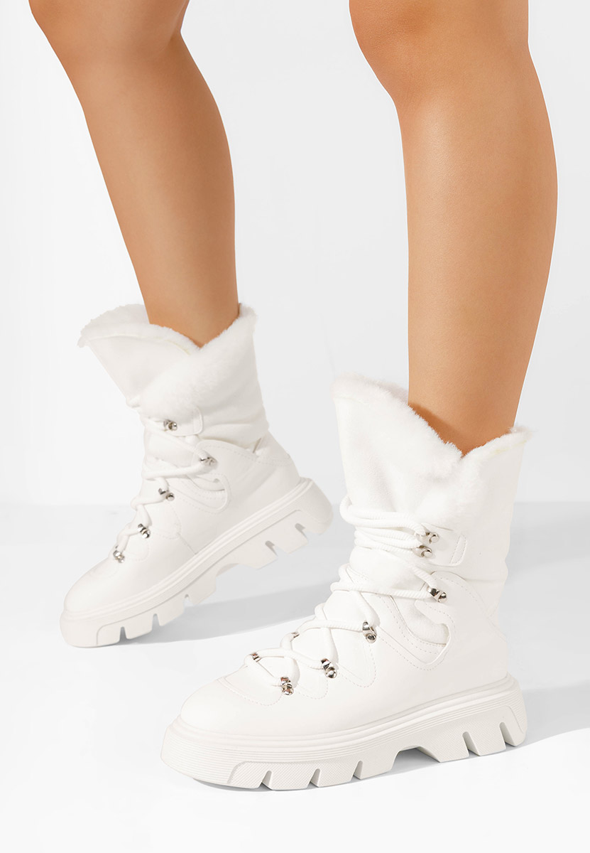 Bílé kotníkové zimní boty Celima