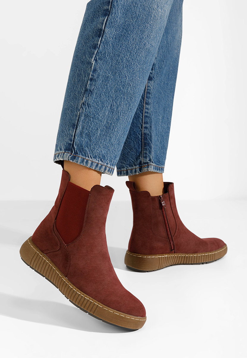 Červené dámské chelsea boty Sheela