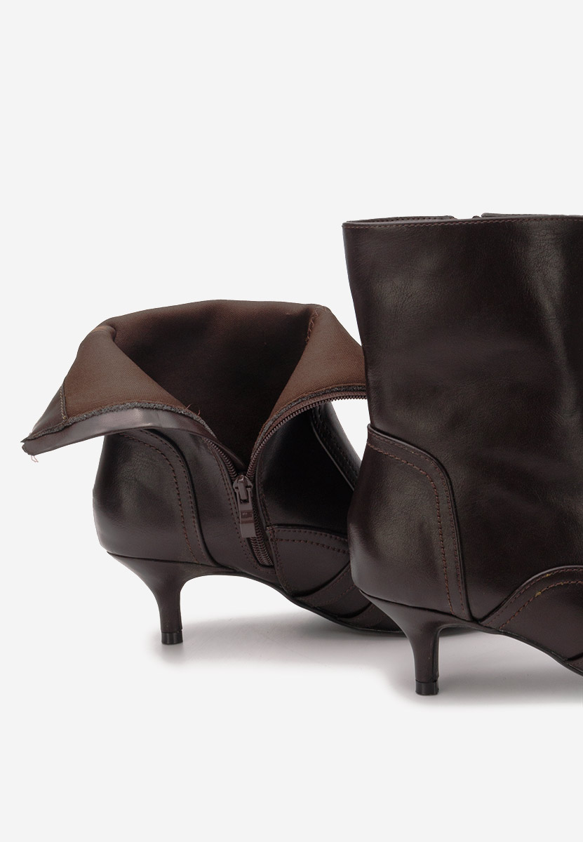 Hnedé kotníkové boty na vysokém podpatku Kaliey