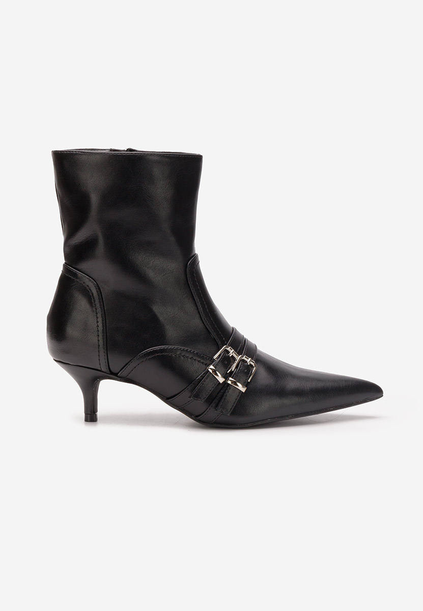 Černé kotníkové boty na vysokém podpatku Kaliey
