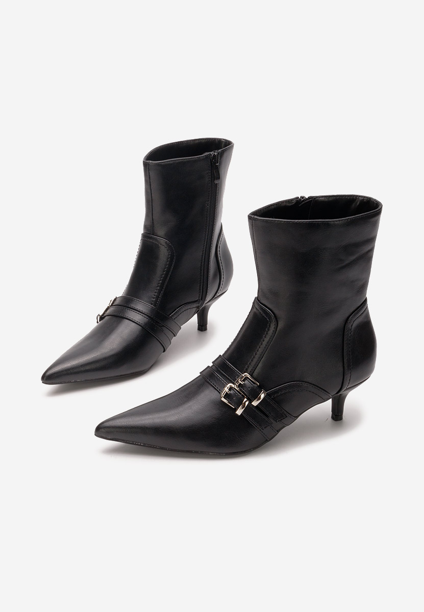 Černé kotníkové boty na vysokém podpatku Kaliey