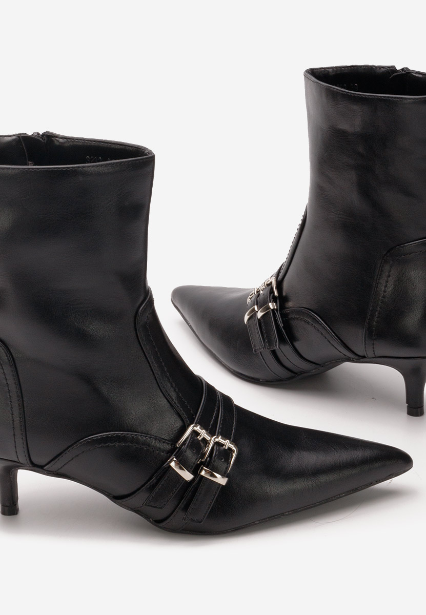 Černé kotníkové boty na vysokém podpatku Kaliey