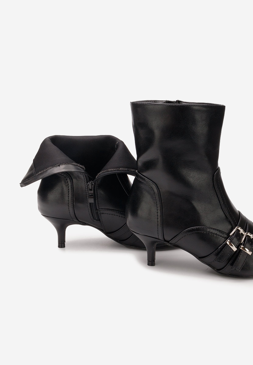 Černé kotníkové boty na vysokém podpatku Kaliey