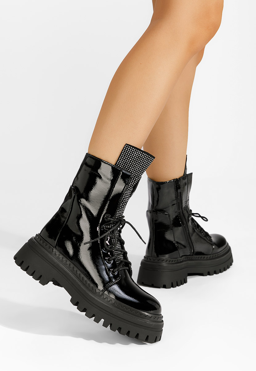 Černé šněrovací kotníkové boty Siennara