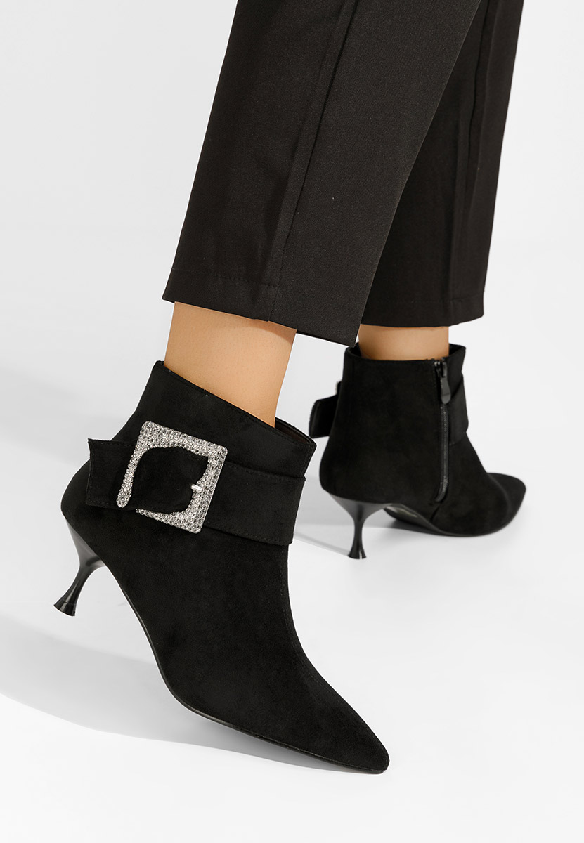 Černé kotníkové boty na vysokém podpatku Karlene