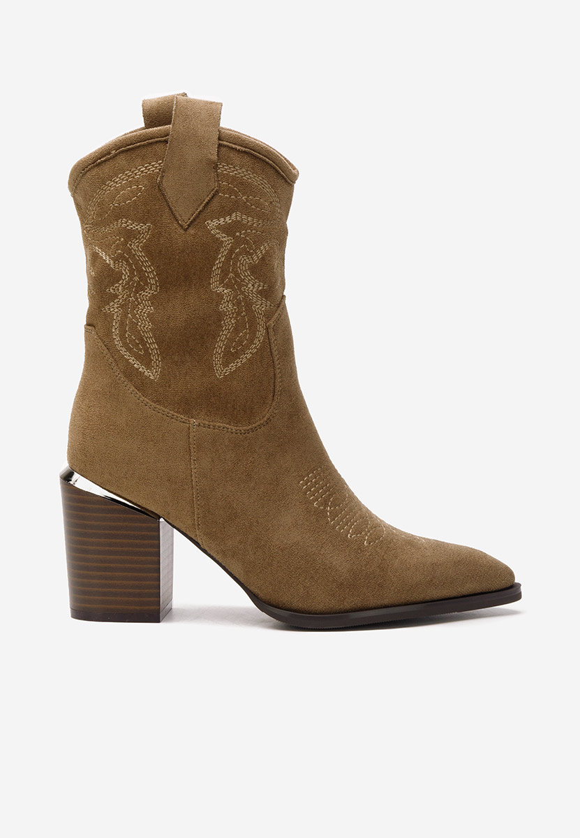 Khaki kotníkové boty cowboy Sudera