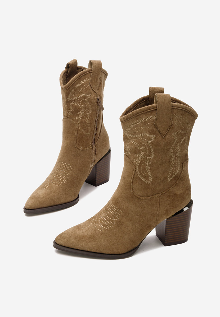 Khaki kotníkové boty cowboy Sudera