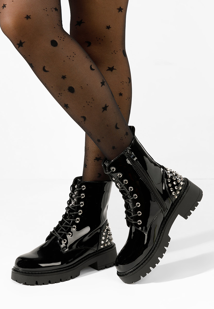 Černé členkové čižmy na platforme Erminia