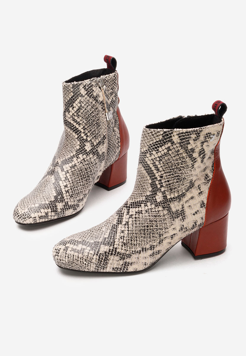 Béžové kotníkové boty na podpatku Emerynne