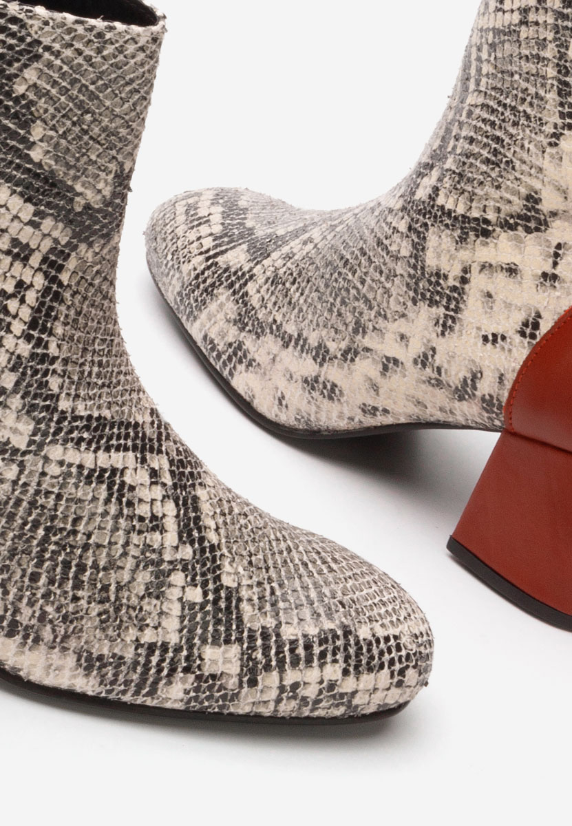 Béžové kotníkové boty na podpatku Emerynne