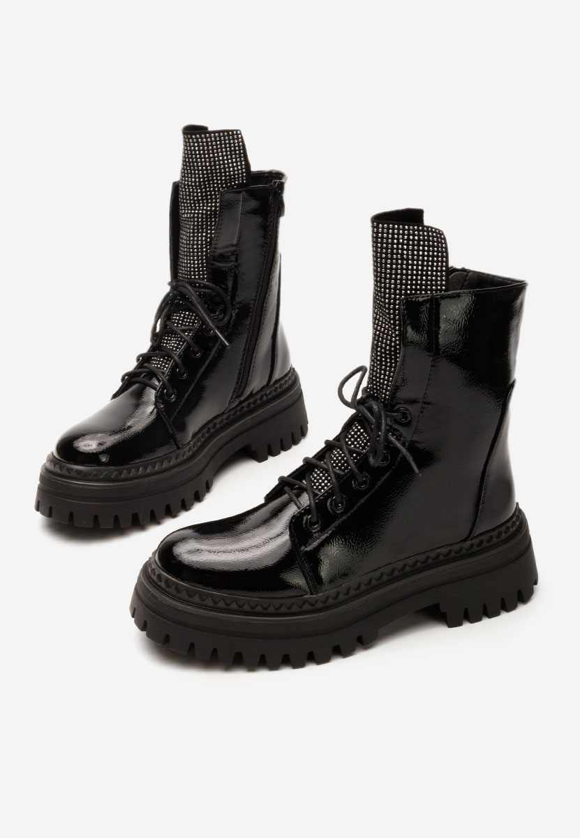Černé šněrovací kotníkové boty Siennara