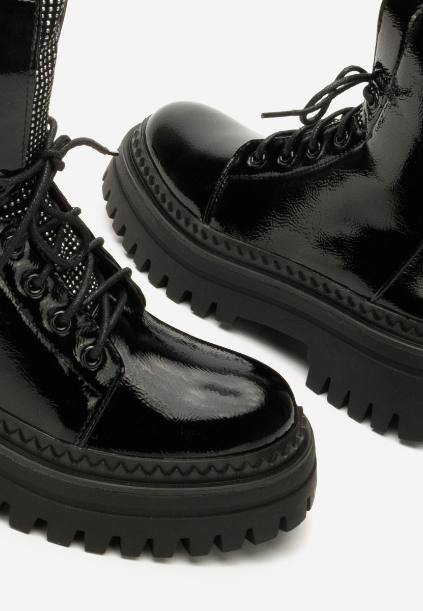 Černé šněrovací kotníkové boty Siennara