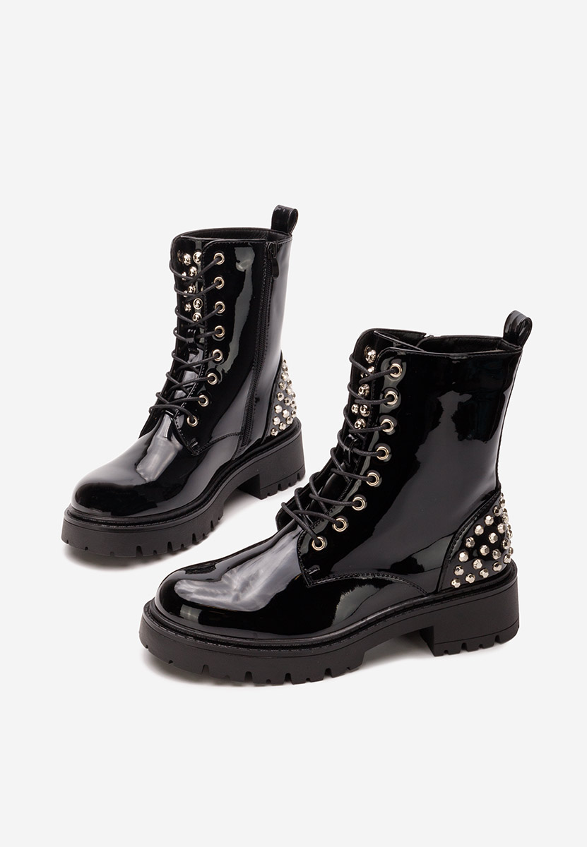 Černé členkové čižmy na platforme Erminia