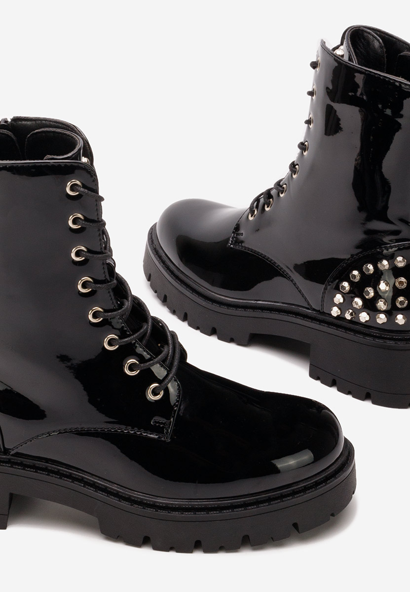 Černé členkové čižmy na platforme Erminia