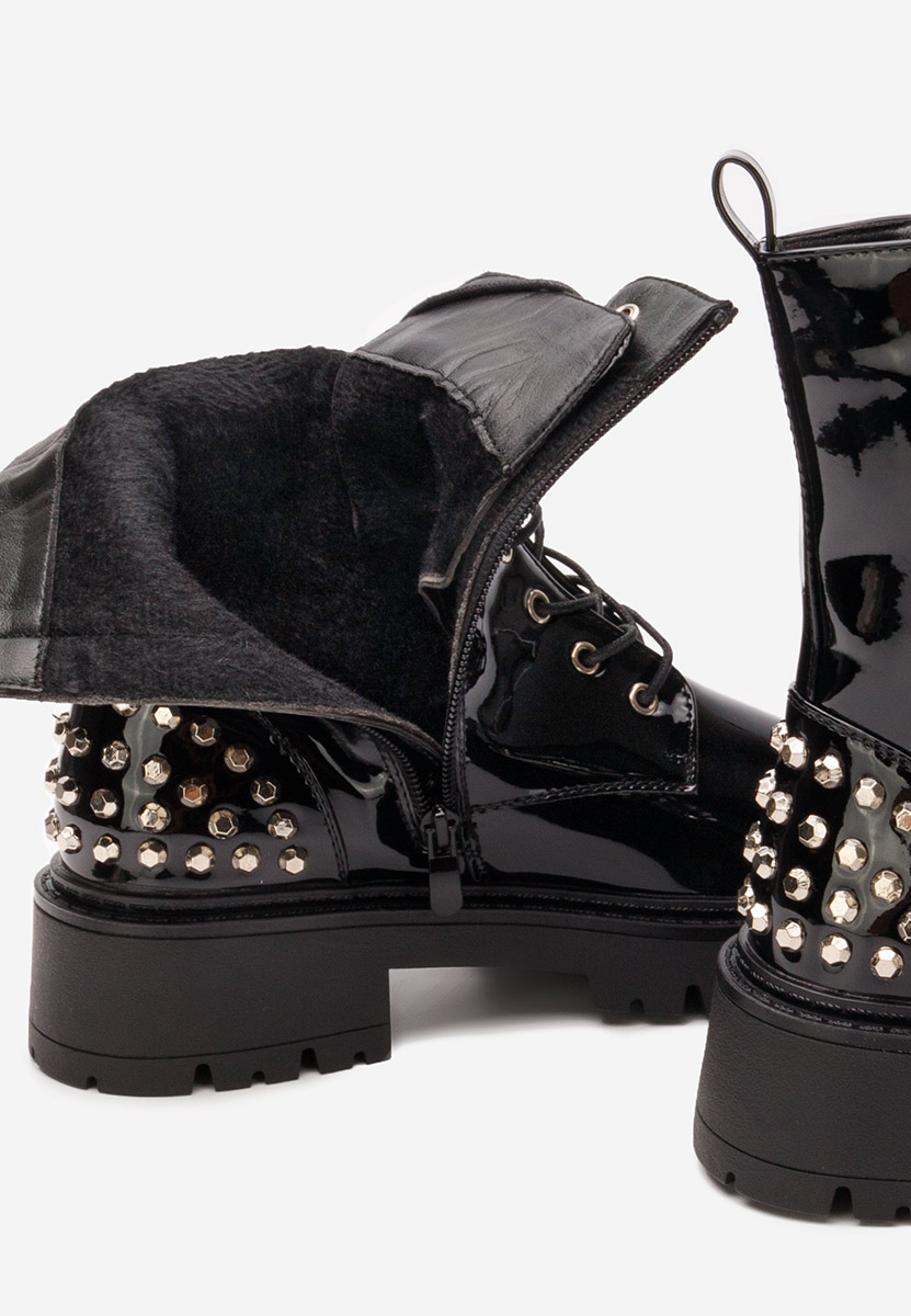 Černé členkové čižmy na platforme Erminia