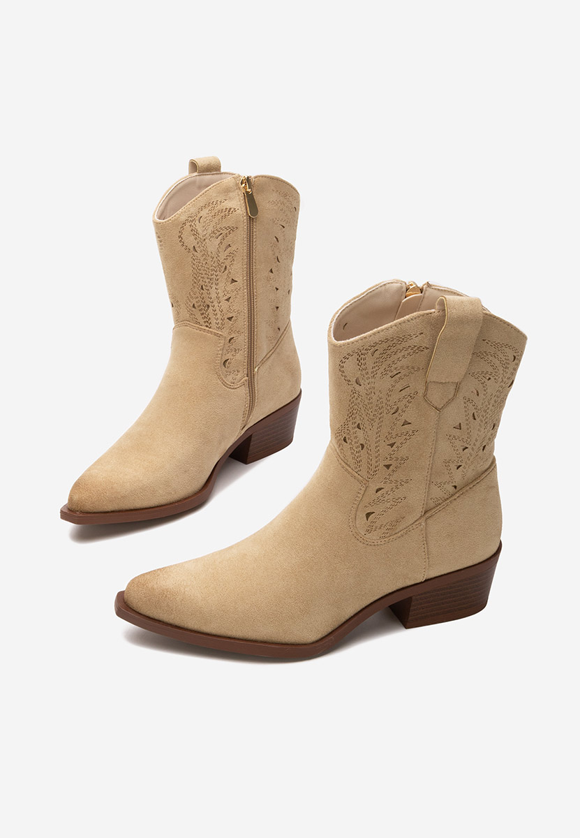 Béžové kotníkové boty cowboy Sharonna