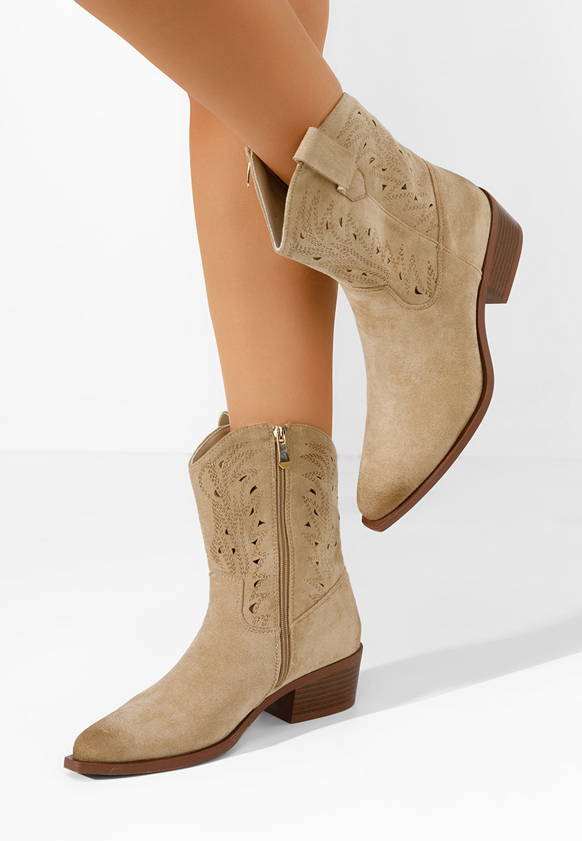 Béžové kotníkové boty cowboy Sharonna