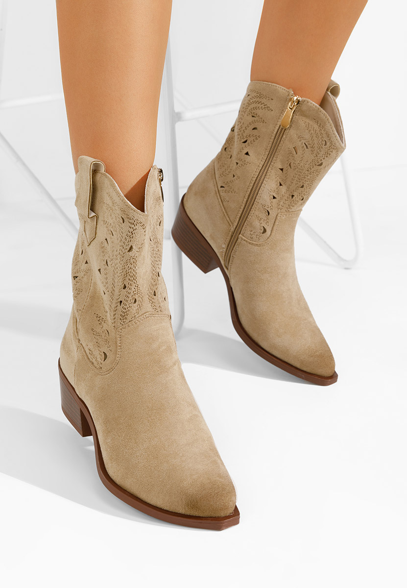 Béžové kotníkové boty cowboy Sharonna