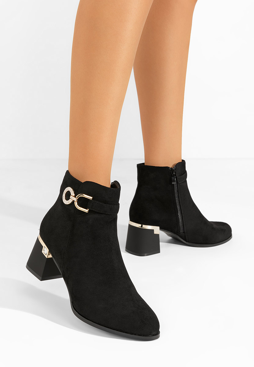 Černé kotníkové boty na podpatku Margie V2