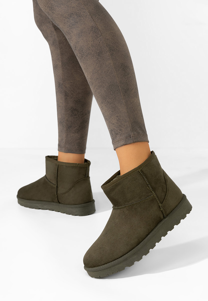 Zelené kotníkové zimní boty Patty