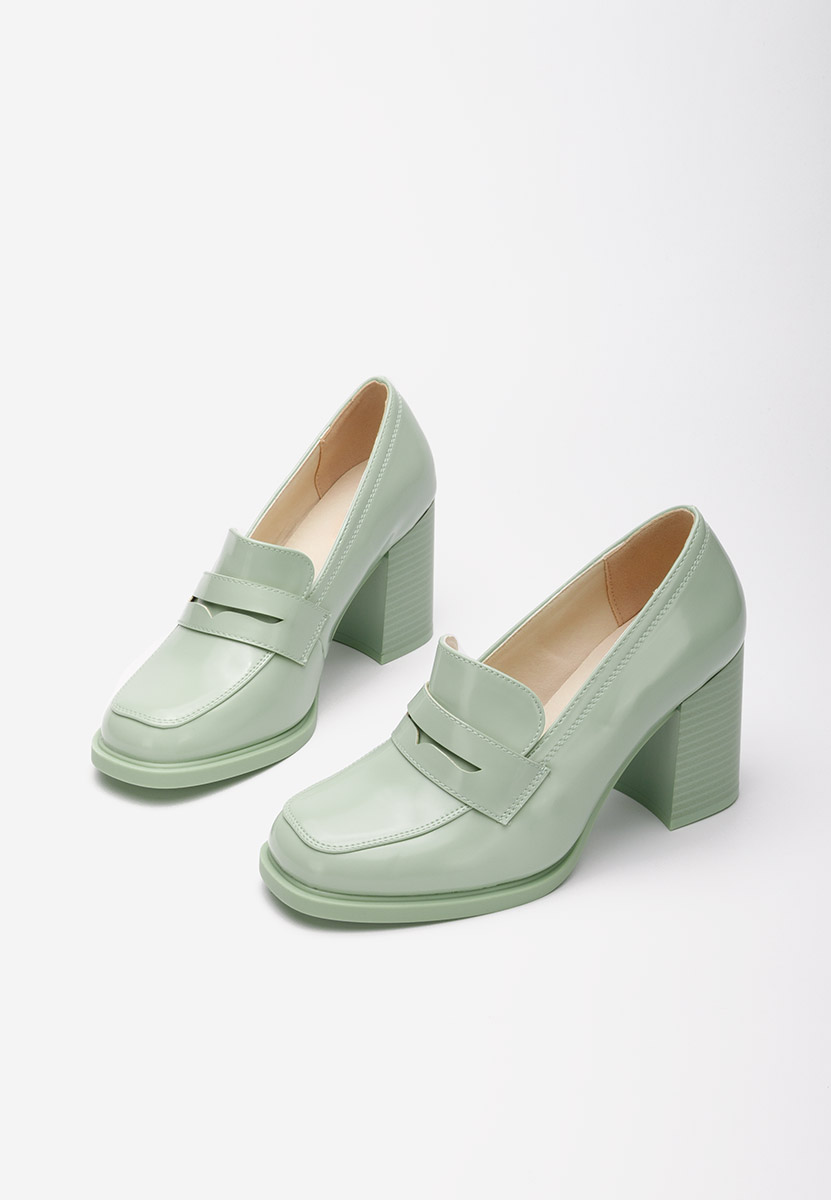 Zelené mokasíny na podpatku Odesia V4
