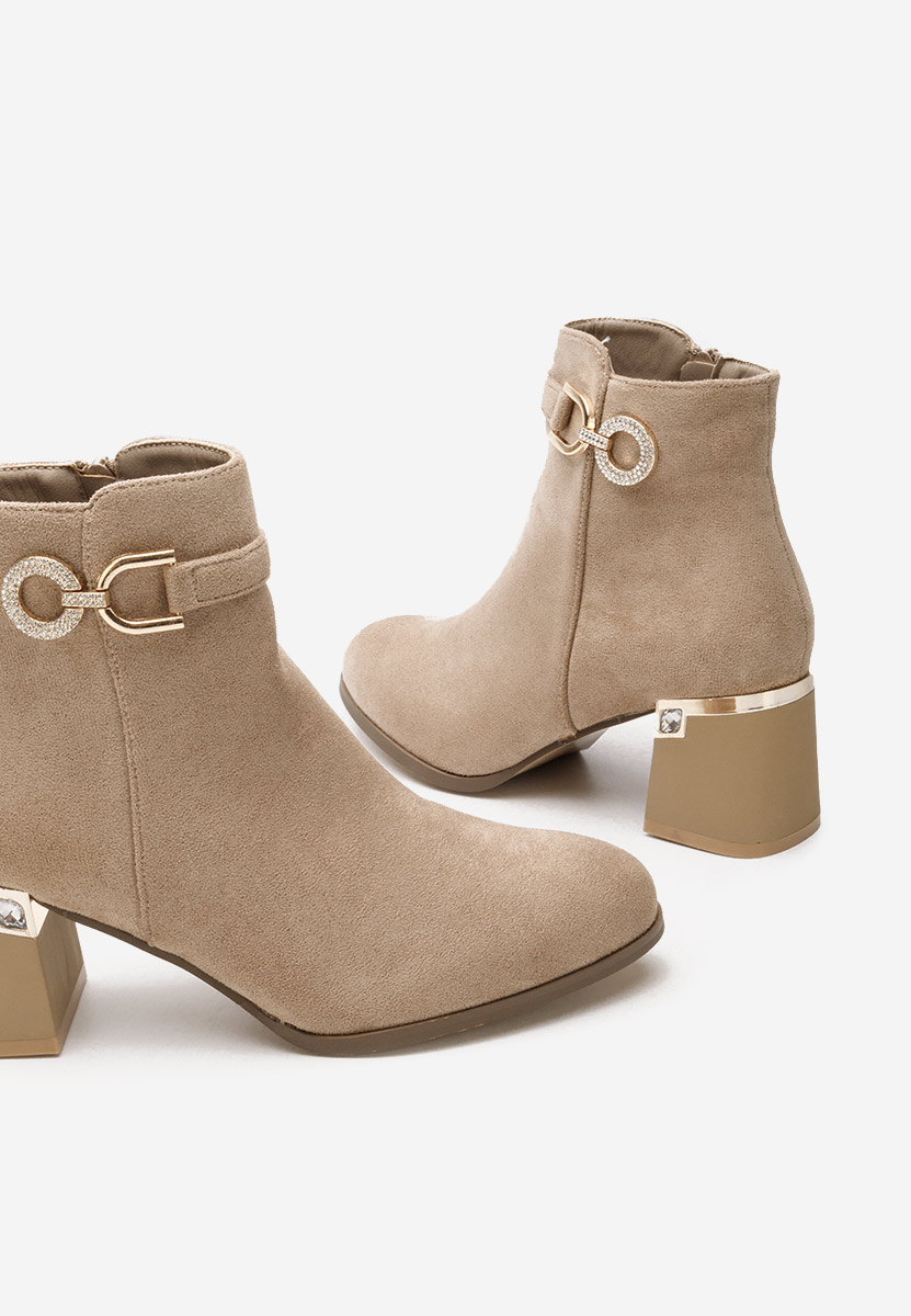 Khaki kotníkové boty na podpatku Margie V2