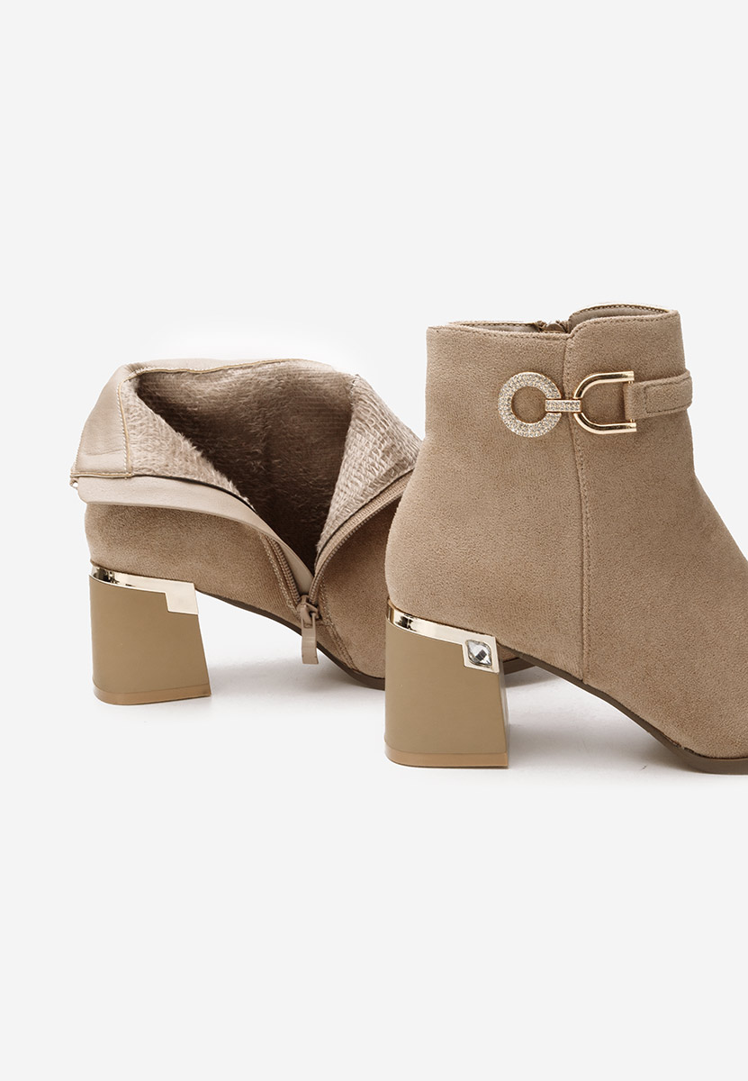 Khaki kotníkové boty na podpatku Margie V2
